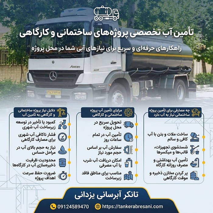 خدمات تأمین آب پروژه ساختمانی و کارگاهی در تهران
